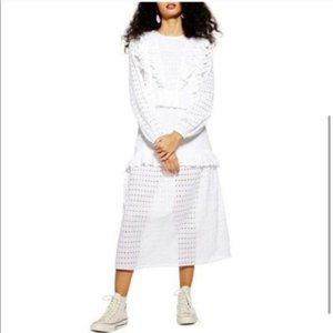 TOPSHOP Broderie Frill Midi Dress NWOT